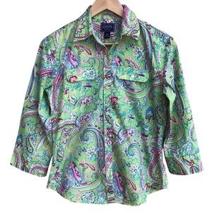 Chaps Green Paisley Button Up Shirt NEW